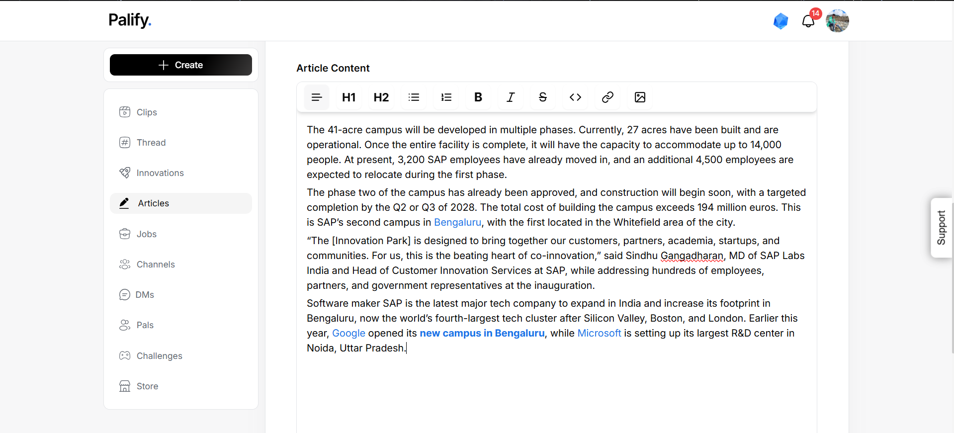 Create Article Screenshot