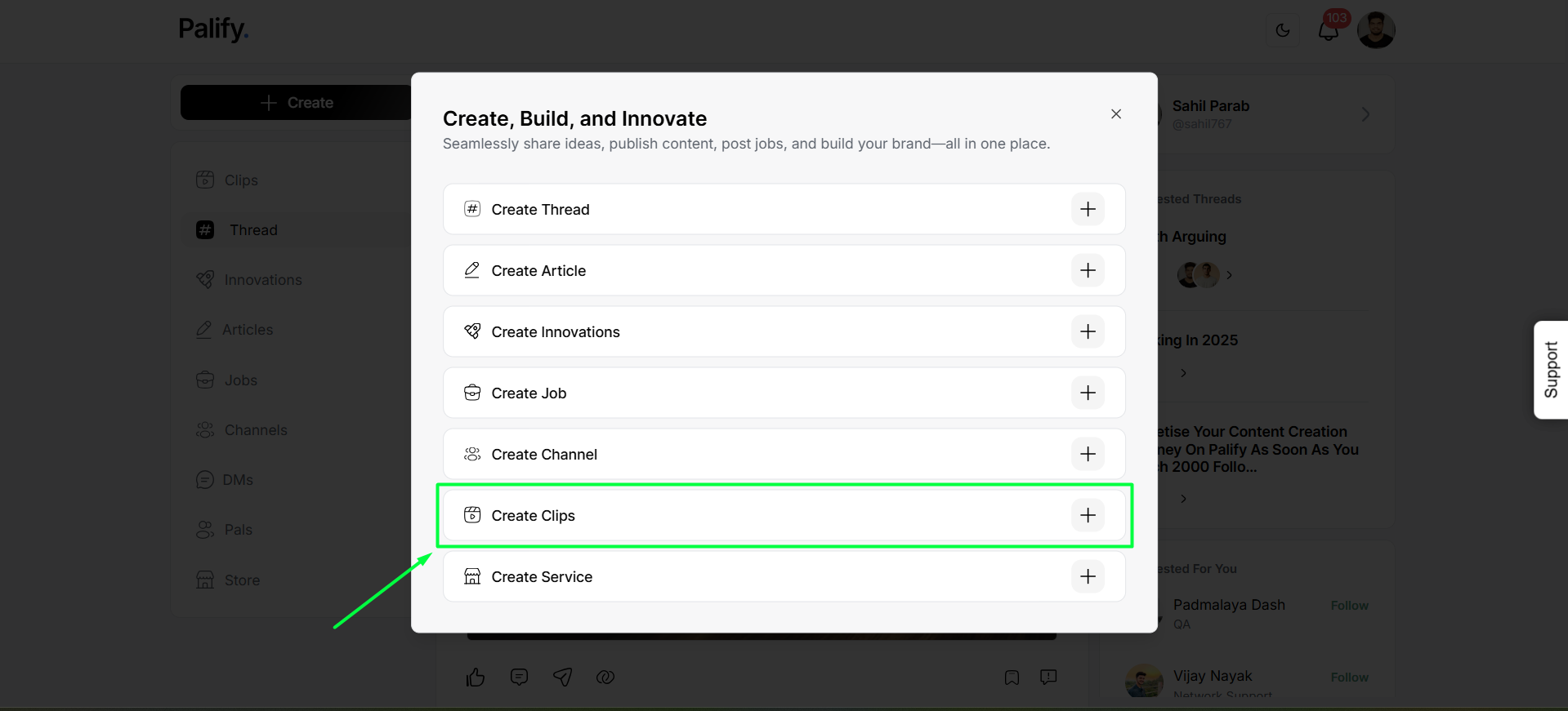Create Clip Option