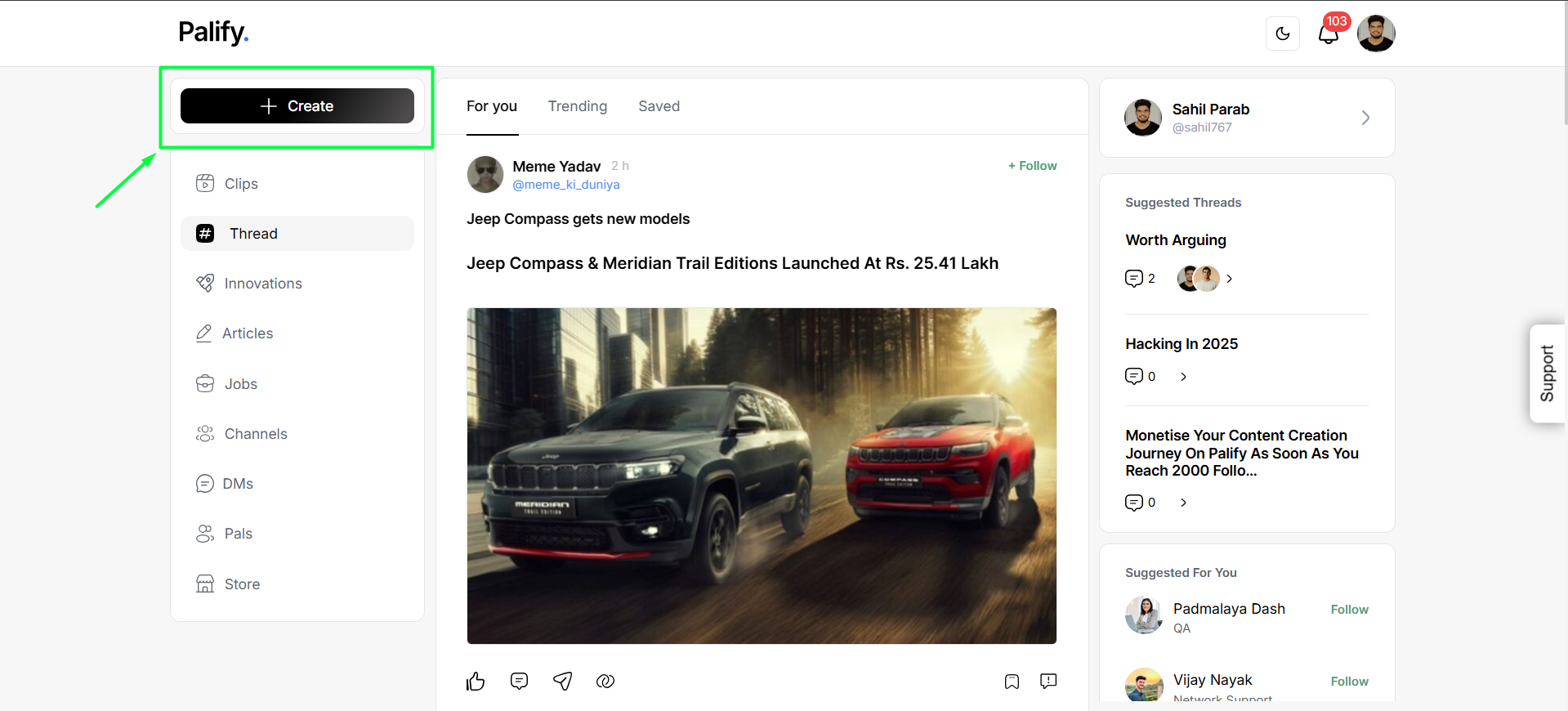 Create Article Screenshot