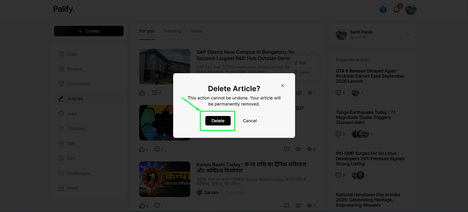 Create Article Screenshot