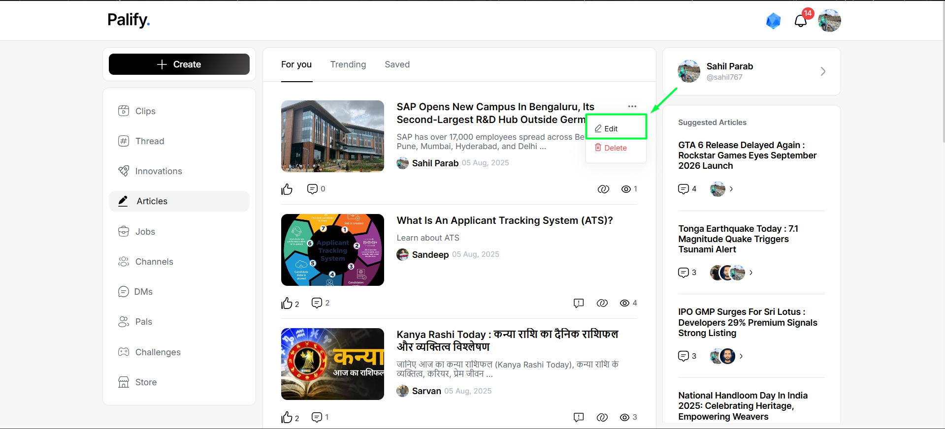 Create Article Screenshot