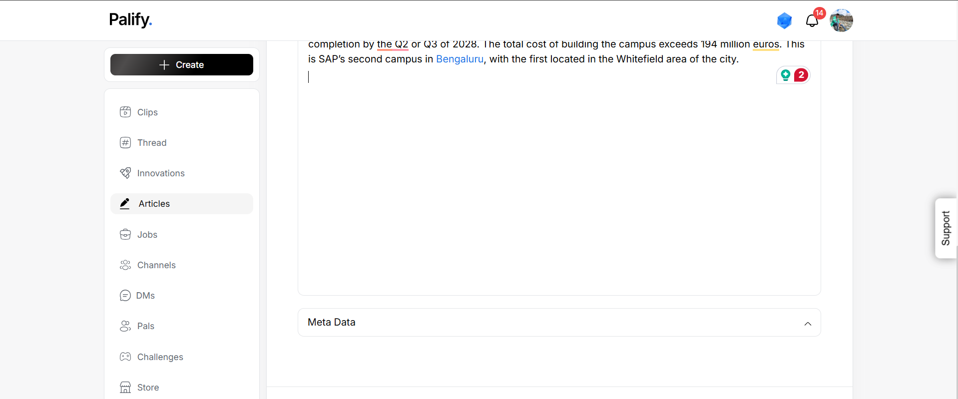 Create Article Screenshot