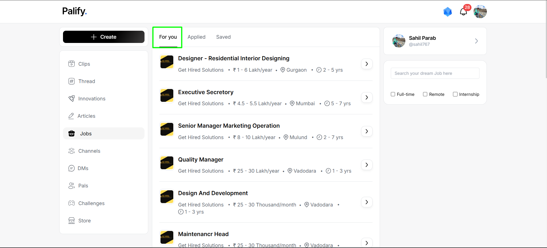 For You Jobs View