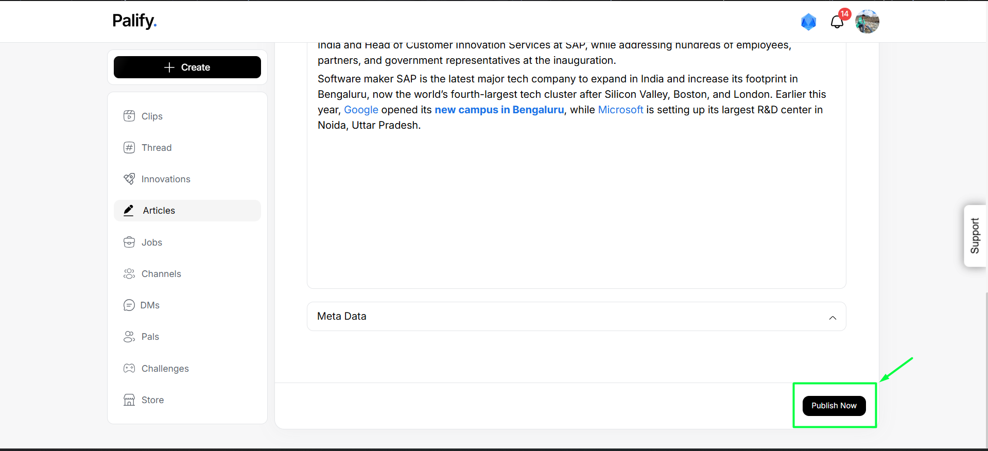 Create Article Screenshot